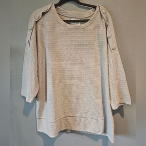 NWT New York Laundry Women's Size 2X Faux Button Top 3/4 Sleeve lagenlook